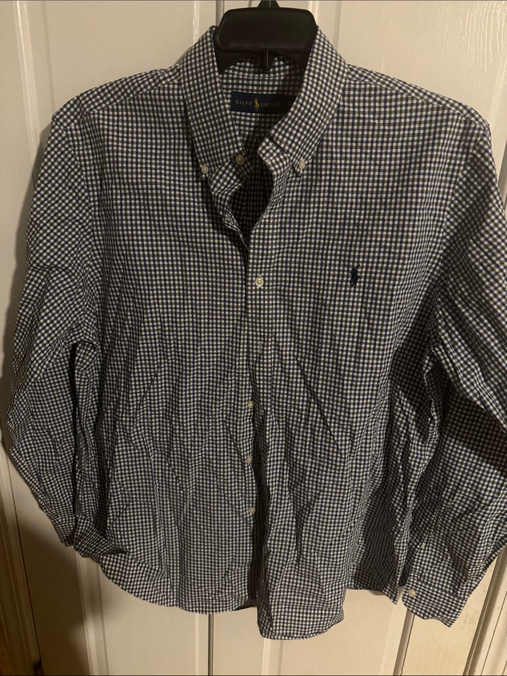 Ralph Lauren Navy and White Gingham Button-Down Shirt